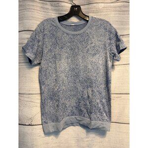 Lululemon Swiftly Breathe Short Sleeve Floral Fauna Blue Linen/Water Drop Size 6